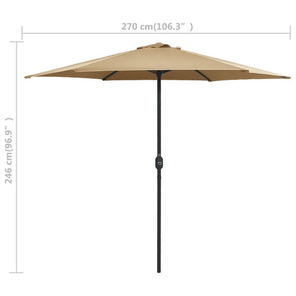 haveparasol med aluminiumstang 270x246 cm gråbrun