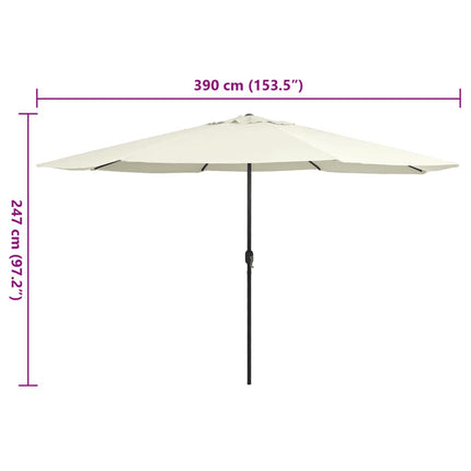 parasol 390 cm metalstang sandfarvet