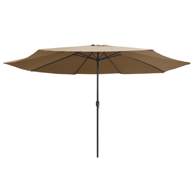 parasol med metalstang 390 cm gråbrun