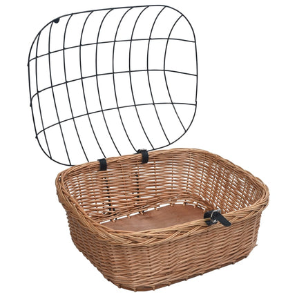 cykelkurv med låg til styr 50x45x35 cm naturlig pil