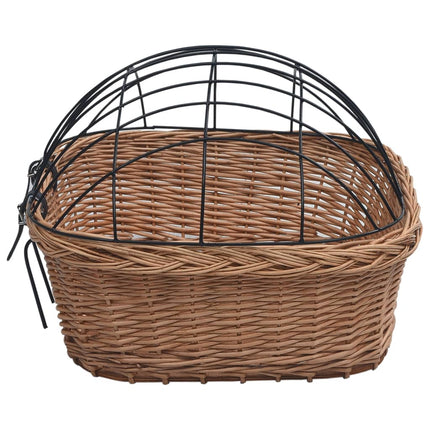 cykelkurv med låg til styr 50x45x35 cm naturlig pil