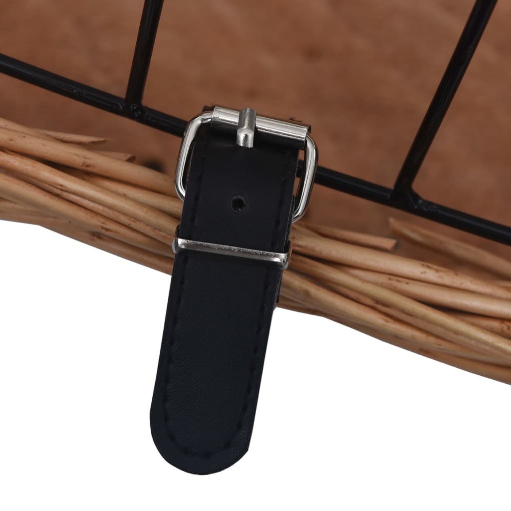 cykelkurv med låg til styr 50x45x35 cm naturlig pil