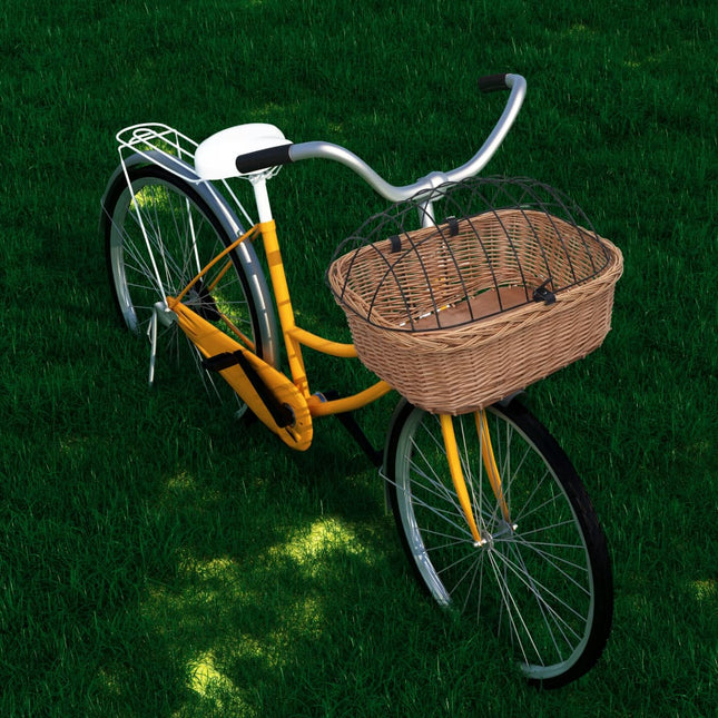 cykelkurv med låg til styr 50x45x35 cm naturlig pil