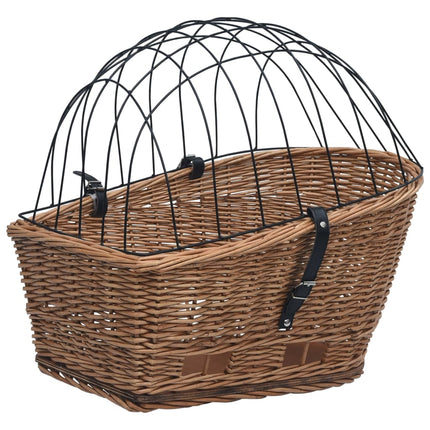cykelkurv med låg til styr 55x31x36 cm naturlig pil