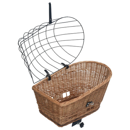 cykelkurv med låg til styr 55x31x36 cm naturlig pil