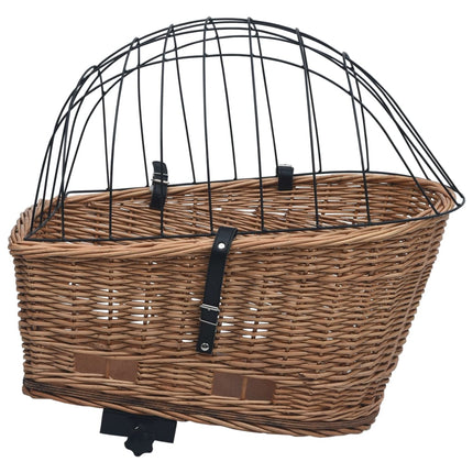 cykelkurv med låg til styr 55x31x36 cm naturlig pil