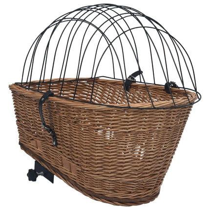 cykelkurv med låg til styr 55x31x36 cm naturlig pil
