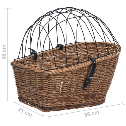 cykelkurv med låg til styr 55x31x36 cm naturlig pil