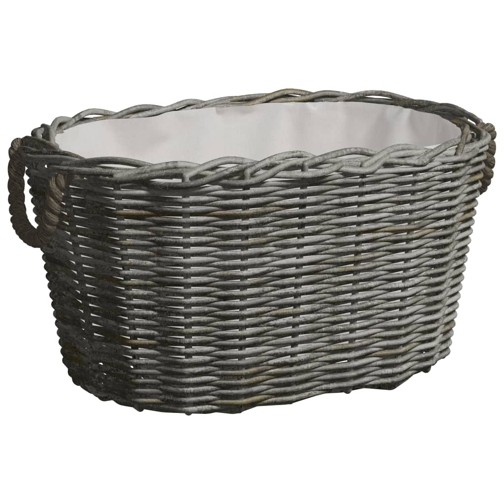 Brændekurv med håndtag i pil - 60 × 40 × 28 cm, grå