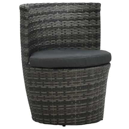 bistrosæt 3 dele med hynder polyrattan grå