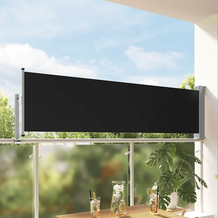 sammenrullelig sidemarkise 80x300 cm sort