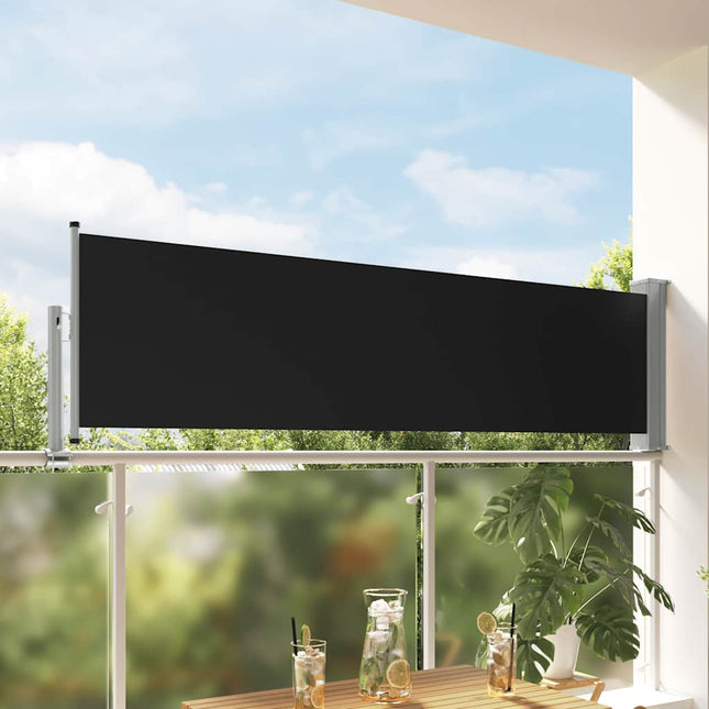 sammenrullelig sidemarkise 80x300 cm sort