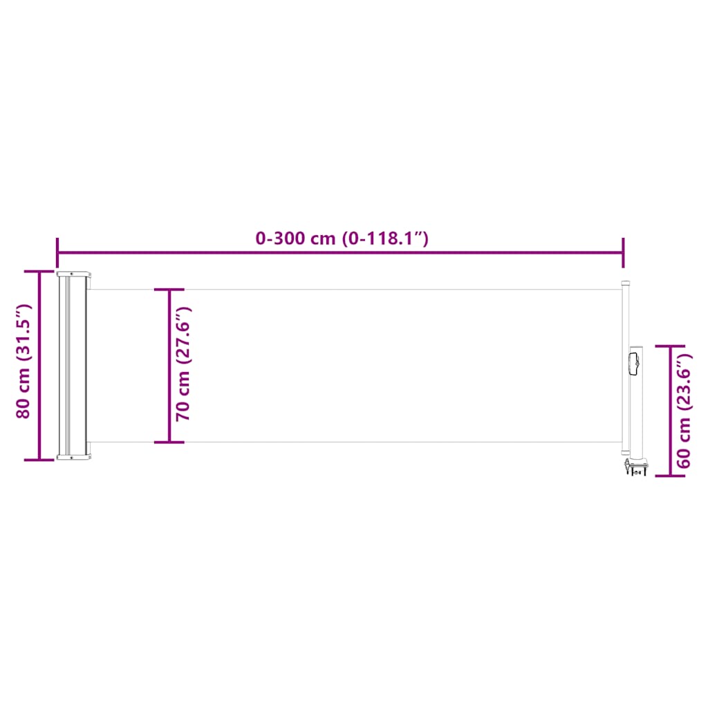 sammenrullelig sidemarkise til terrassen 80 x 300 cm blå