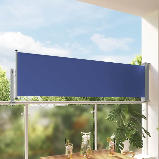 sammenrullelig sidemarkise til terrassen 80 x 300 cm blå