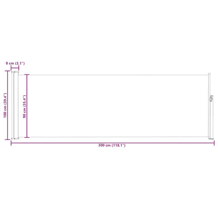 sammenrullelig sidemarkise til terrassen 100 x 300 cm grå