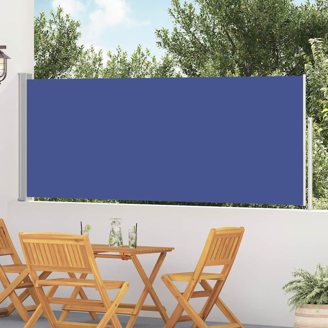 sammenrullelig sidemarkise til terrassen 117x514 cm blå