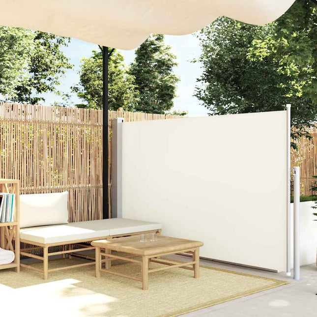 sammenrullelig sidemarkise til terrassen 140x500 cm cremefarvet