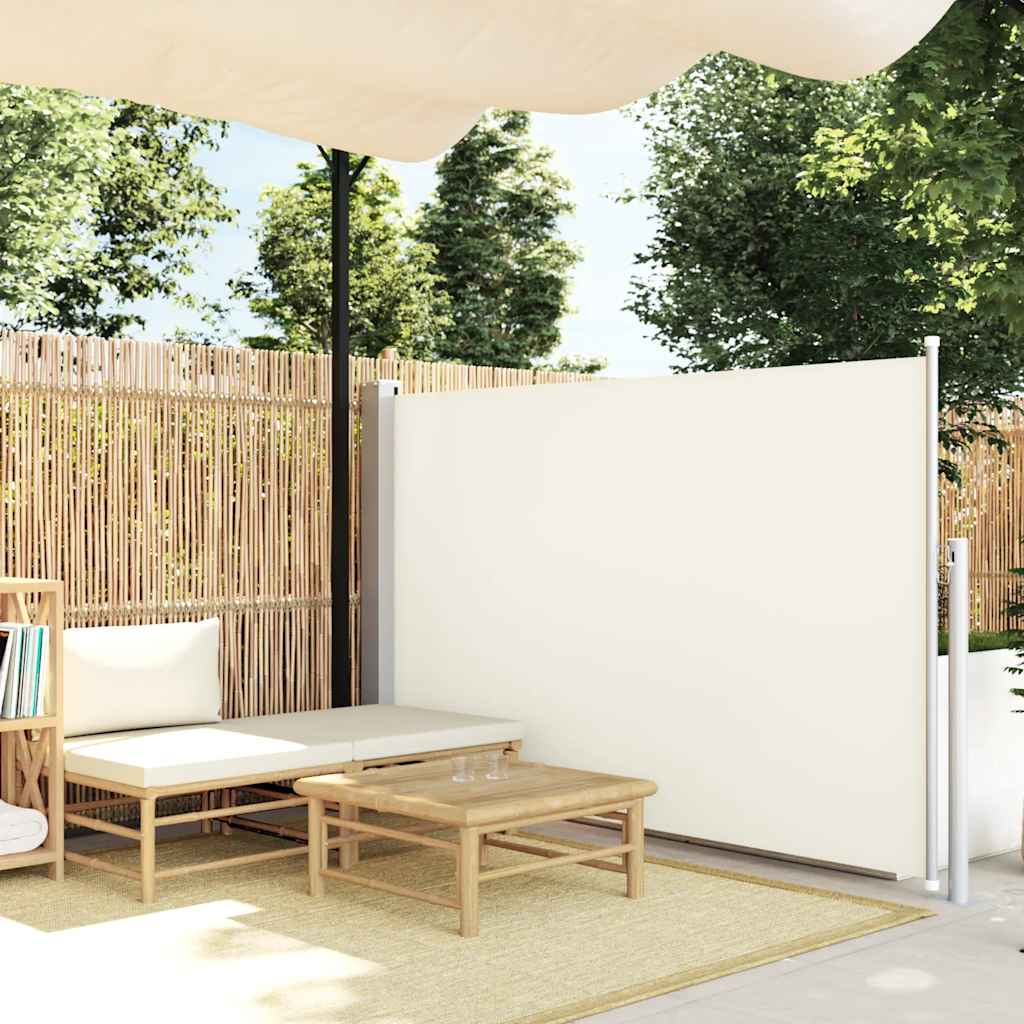 sammenrullelig sidemarkise til terrassen 140x500 cm cremefarvet