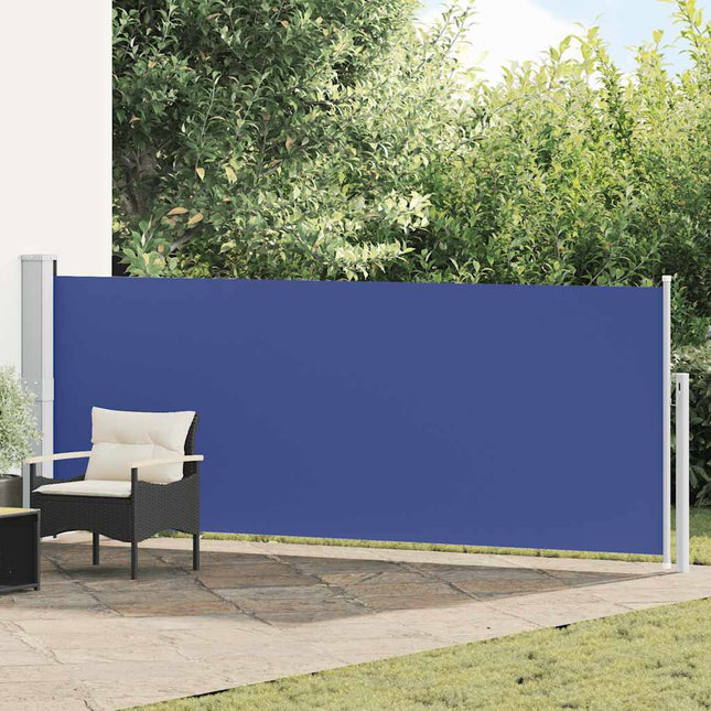 sammenrullelig sidemarkise til terrassen 140 x 500 cm blå