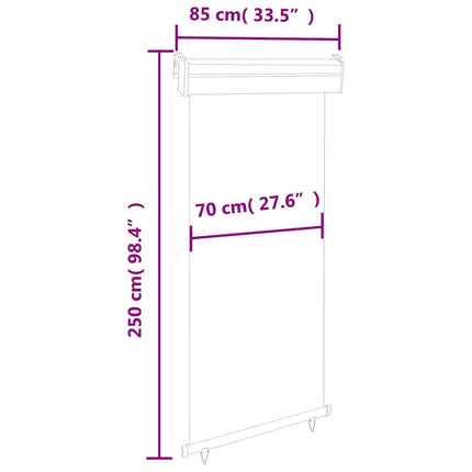 sidemarkise til altan 85x250 cm grå