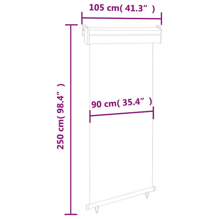 sidemarkise til altan 105x250 cm grå