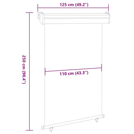 sidemarkise til altan 125x250 cm rød
