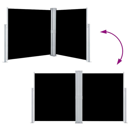 sammenrullelig sidemarkise 140 x 600 cm sort
