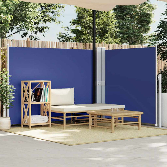 sammenrullelig sidemarkise 140 x 600 cm blå