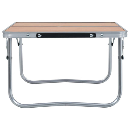 foldbart campingbord 60 x 40 cm aluminium brun