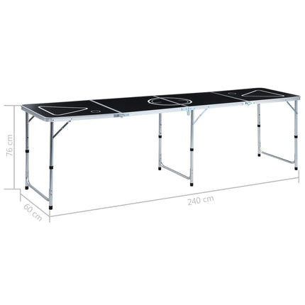 foldbart beer pong-bord 240 cm sort