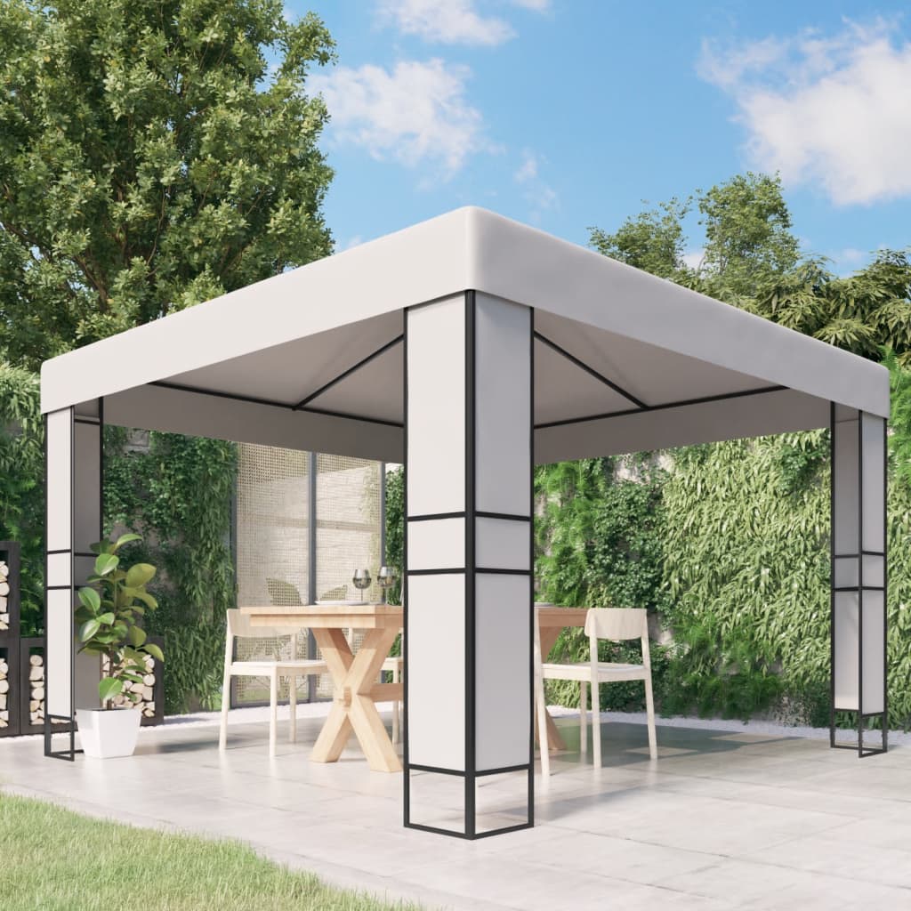 pavillon med dobbelttag 3x3 m hvid