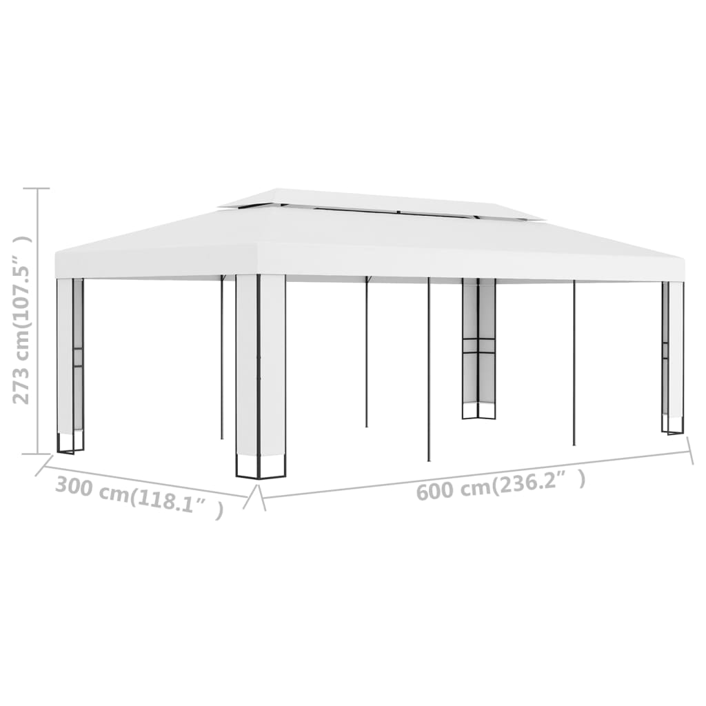 pavillon med dobbelttag 3x6 m hvid