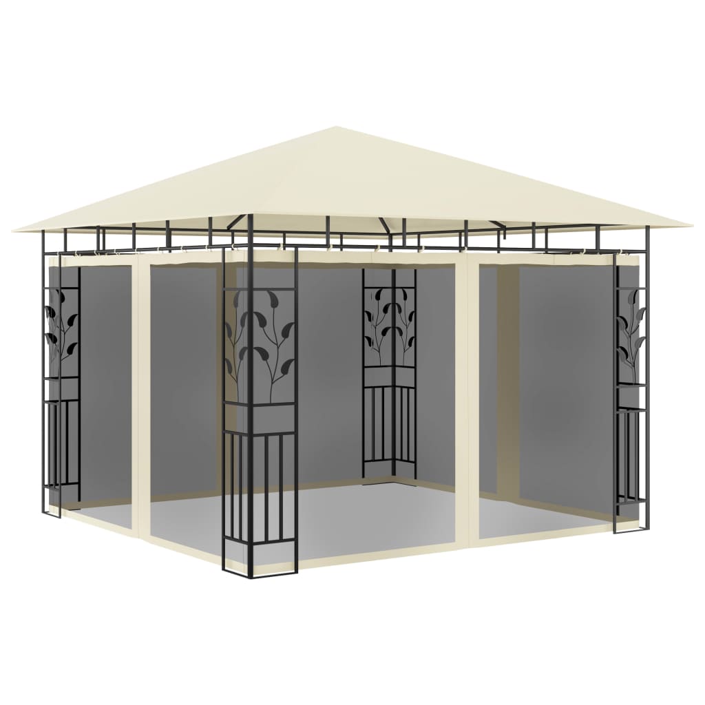 pavillon med myggenet 3x3x2,73 m 180 g/m² cremefarvet