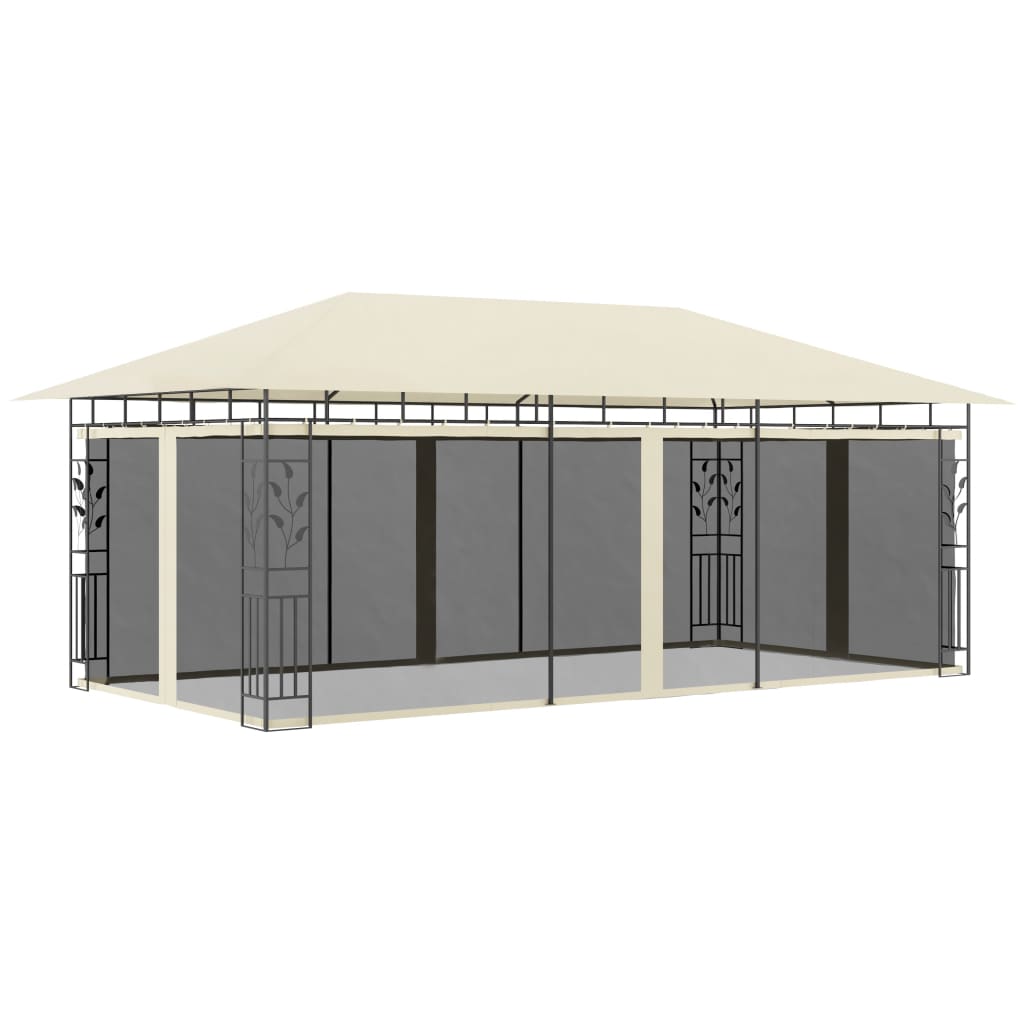 pavillon med myggenet 6x3x2,73 cm cremefarvet