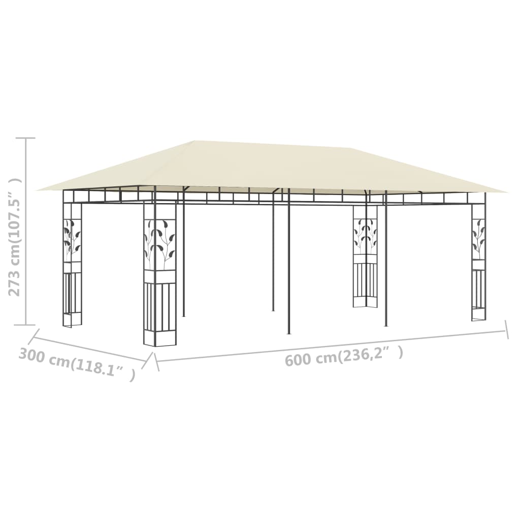 pavillon med myggenet 6x3x2,73 cm cremefarvet