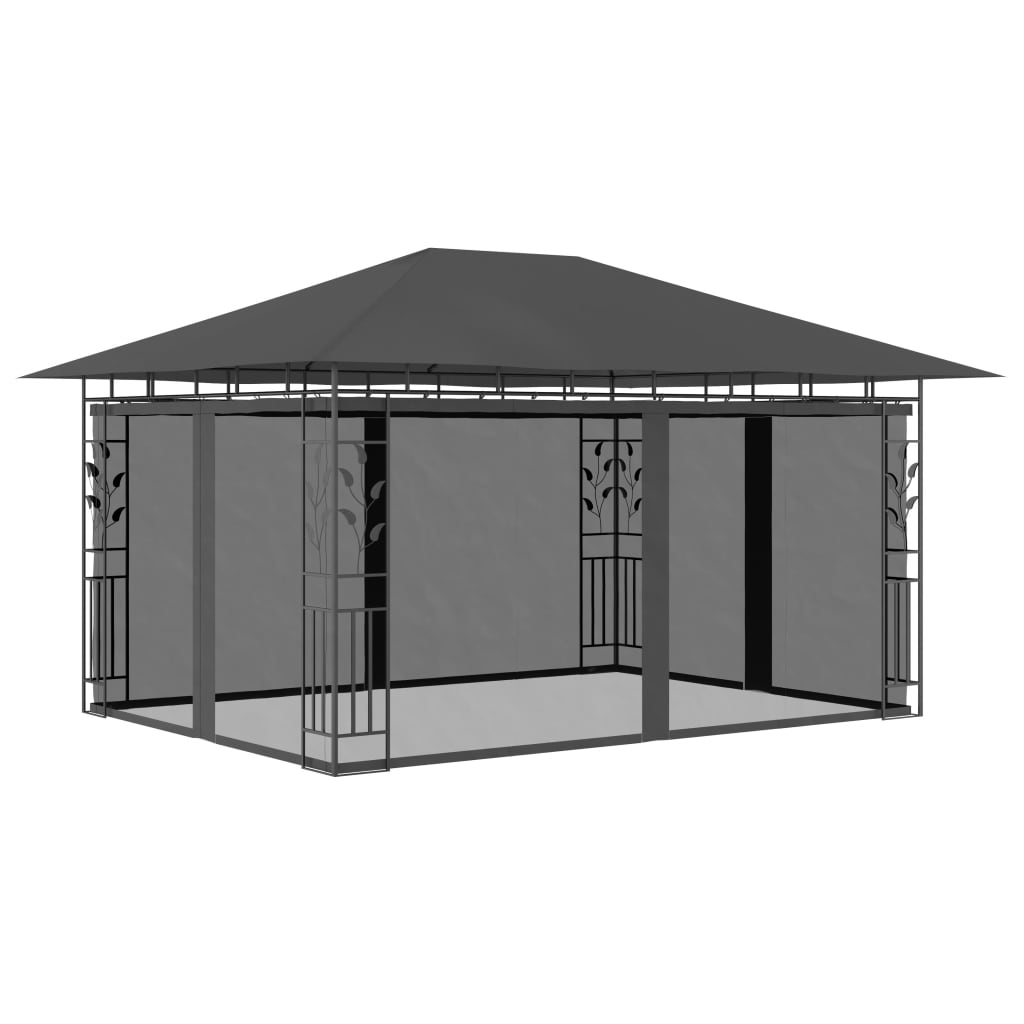 pavillon med myggenet 4x3x2,73 m 180 g/m² antracitgrå