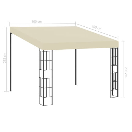 vægmonteret pavillon 3x3 m stof cremefarvet