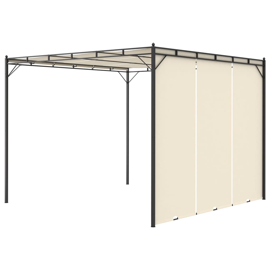 havepavillon med gardin 3x3x2,25m cremefarvet