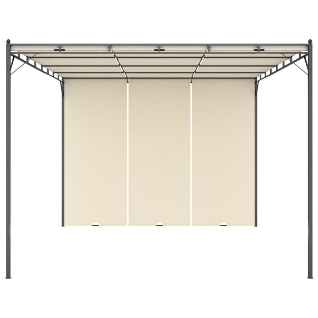 havepavillon med gardin 4x3x2,25 m cremefarvet