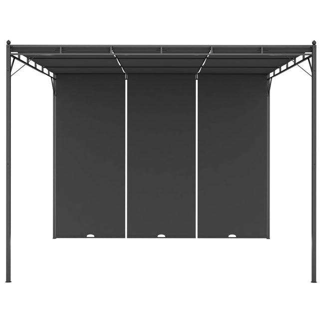 havepavillon med gardin 3x3x2,25m antracitgrå
