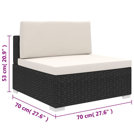 midtermodul til havesofa med hynder polyrattan sort