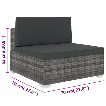 midtermodul til havesofa med hynder polyrattan grå