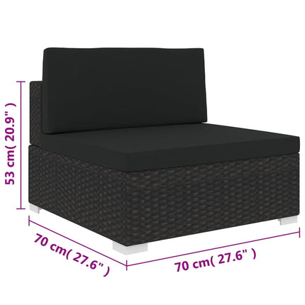 midtermodul til havesofa med hynder polyrattan sort