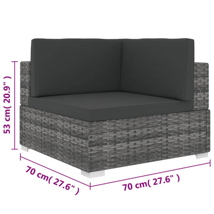 hjørnemodul til havesofa med hynder polyrattan grå