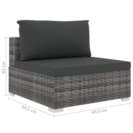 loungesæt til haven 10 dele med hynder polyrattan grå
