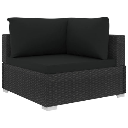loungesæt til haven 10 dele med hynder polyrattan sort