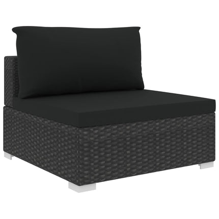 loungesæt til haven 10 dele med hynder polyrattan sort