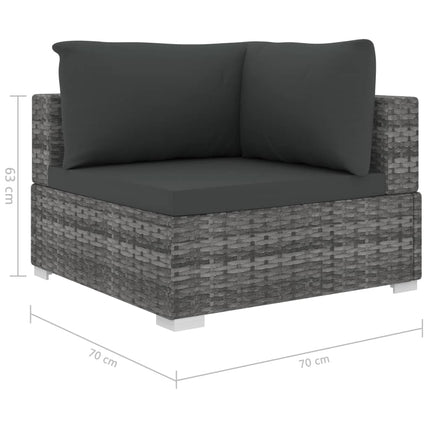 loungesæt til haven 11 dele med hynder polyrattan grå