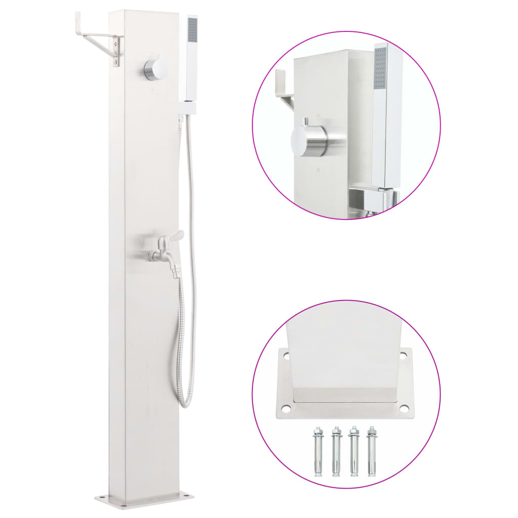brusesøjle til havebruser 110 cm rustfrit stål billede