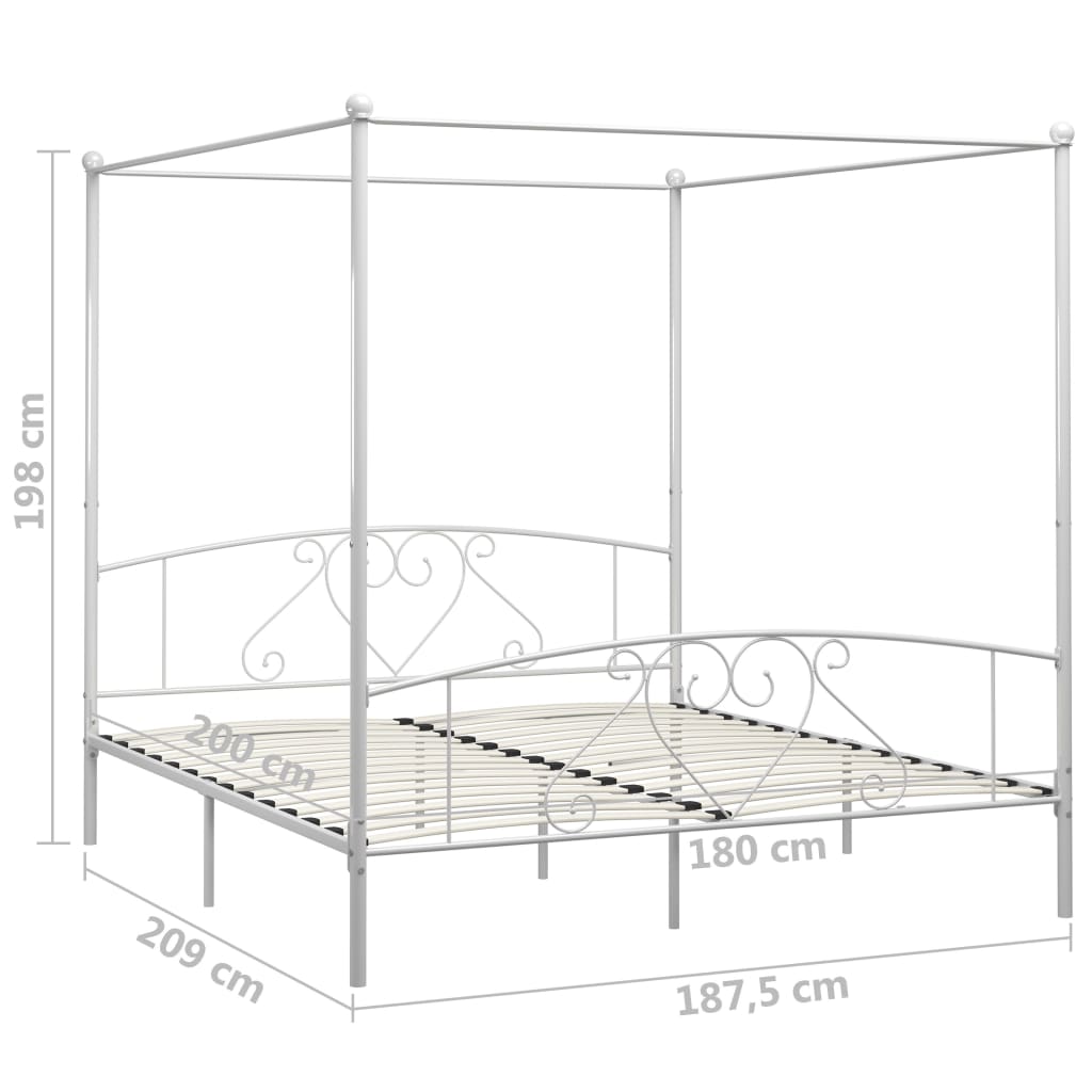 sengestel til himmelseng 180 x 200 cm metal hvid